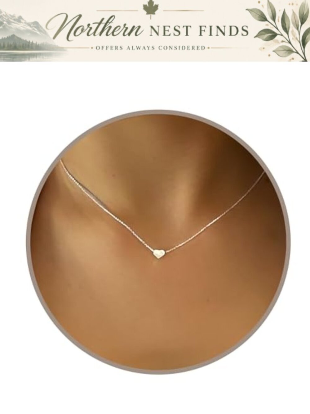 Silver Heart Necklace Waterproof Sliding Bead Charm Adjustable Everyday Jewelry